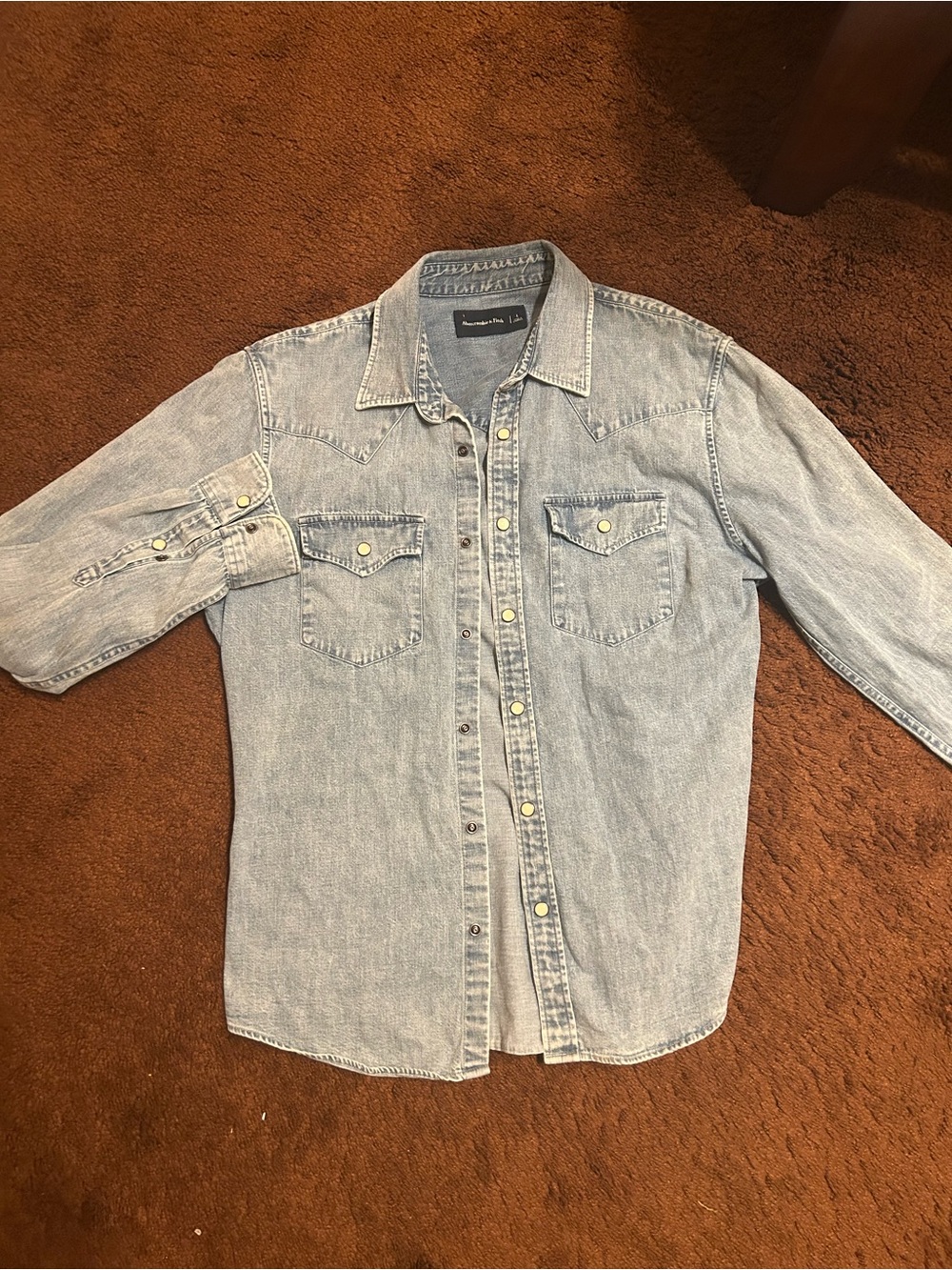 Abercrombie & Fitch Light Blue Soft Denim Western Button-Down Shirt
